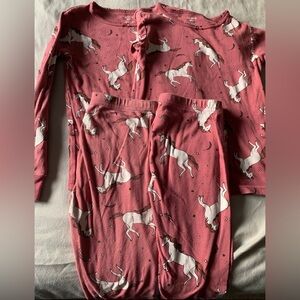 Pink Unicorn Graphic Print Baby & Toddler 2 Piece Long Sleeve Pajama Set